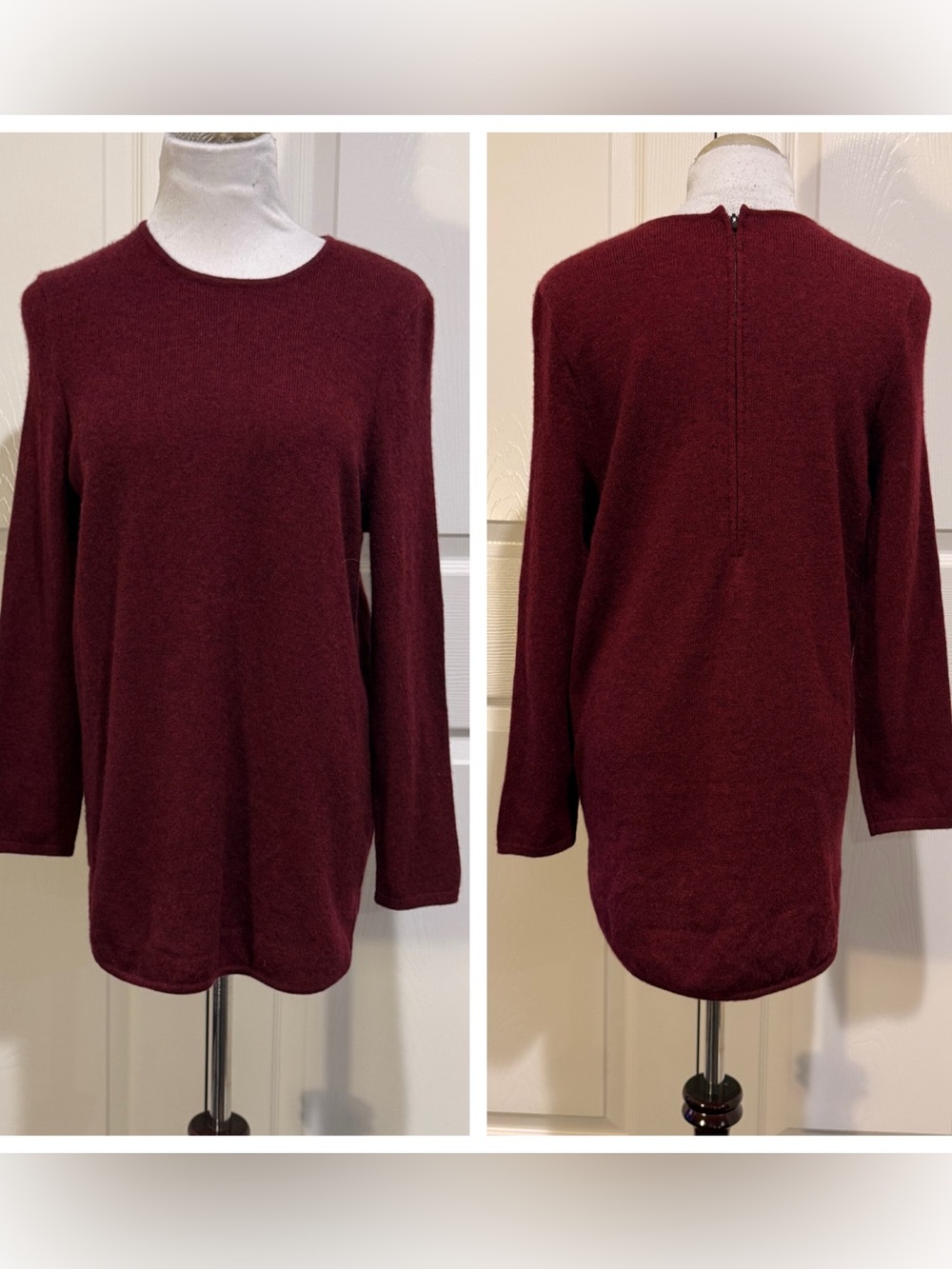 J. McLaughlin 100% Cashmere Back-Zip Tunic Sweater